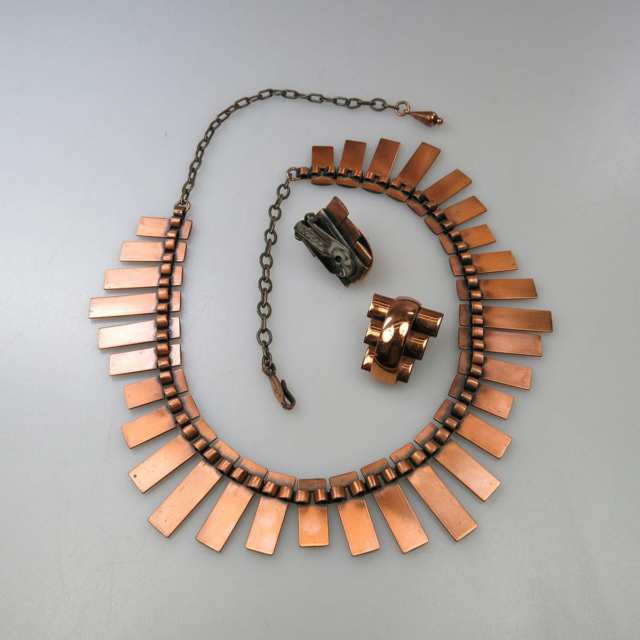 Renoir Copper Fringe Necklace And Clip-Back Earrings