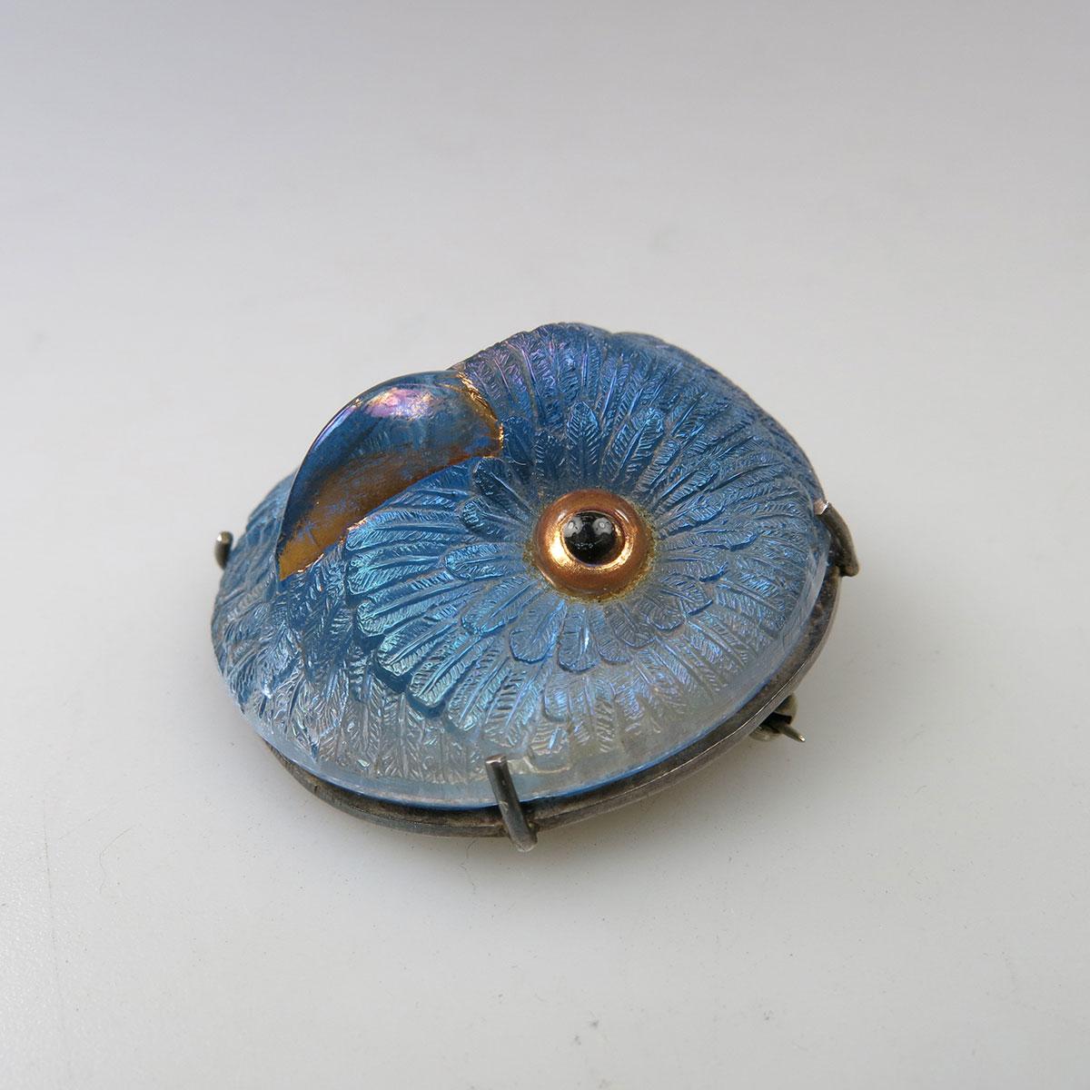 Iridescent Moulded Glass Circular Brooch