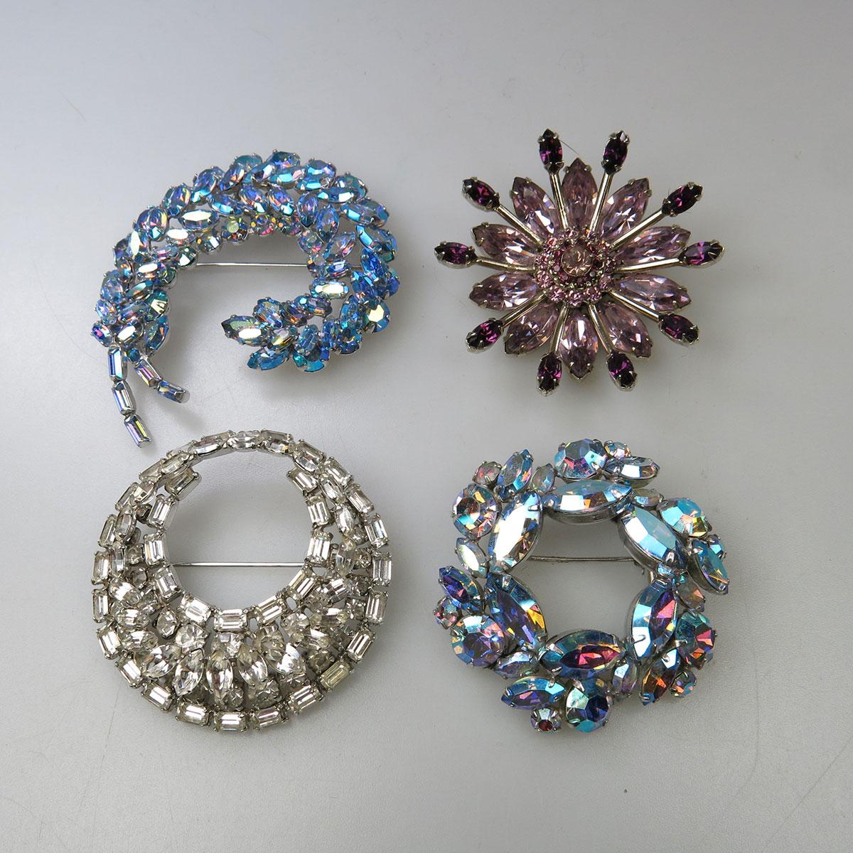 Four Various Sherman Gold And Silver-Tone Metal Brooches