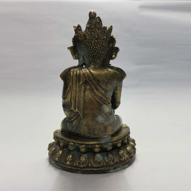 Bronze Seated Figure of a Crowned Buddha