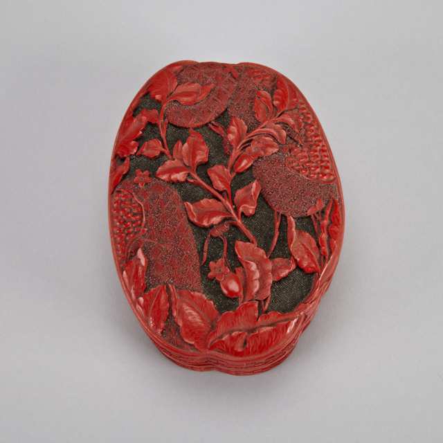 Red Lacquer Cinnabar Lacquer ‘Pomegranate’ Box, Early 20th Century 