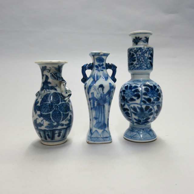 Three Export Blue and White Miniature Jarlets, 18th/19th Century