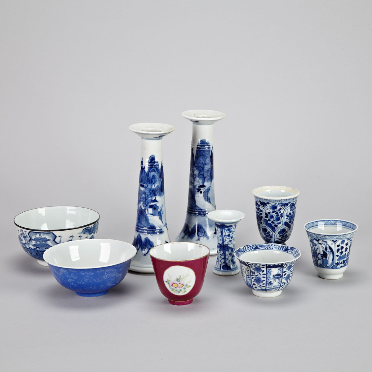 Group of Nine Chinese Porcelain Items, 17th to Early 20th Century