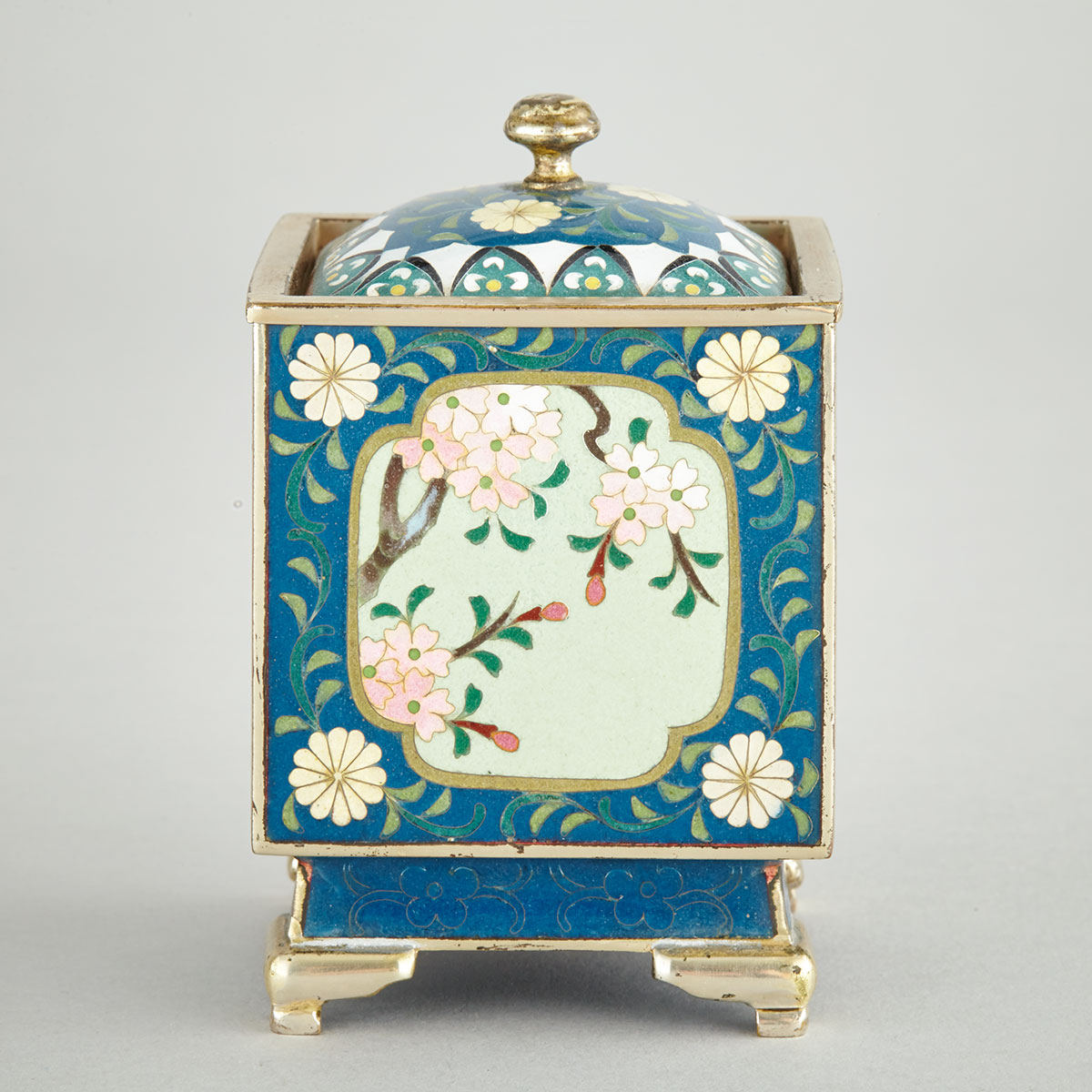 Small Cloisonné Enamel Box and Cover, Inaba Company, Meiji Period, Circa 1900