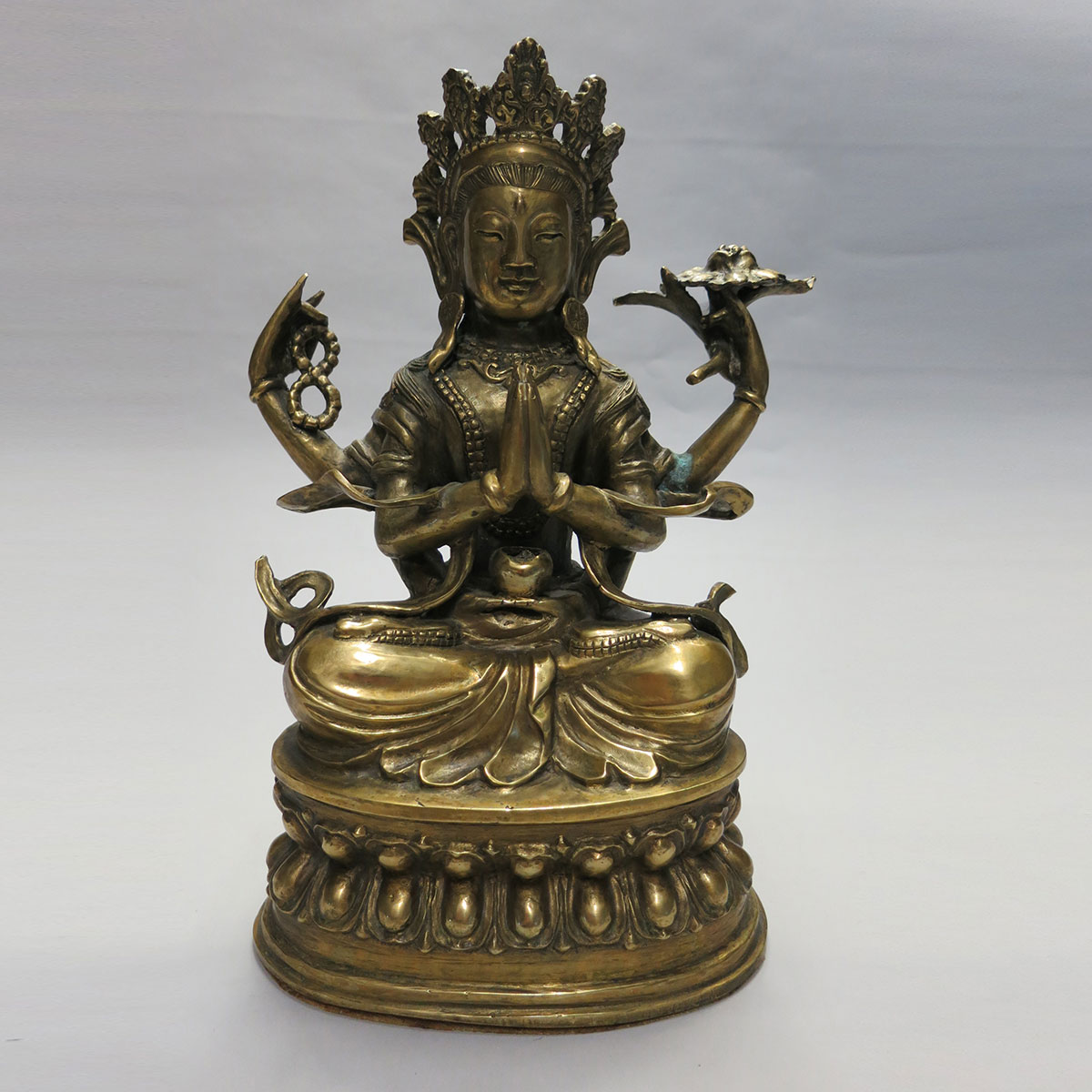 Bronze Seated Figure of Four-Armed Avalokitesvara