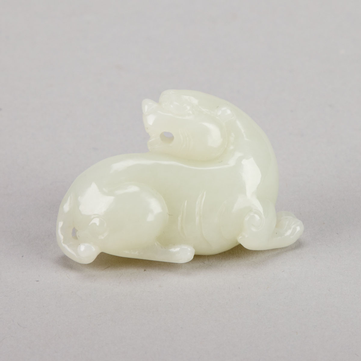 White Jade Carved Mythical Beast 