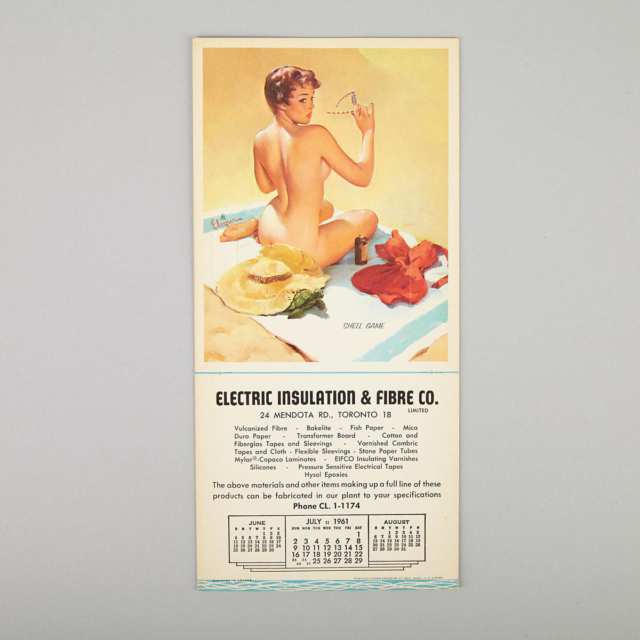 Gil Elvgren (American, 1914-1980)Quantity of DIe Cut Silhouette Card Pin Up Calendars, 1960-1968 