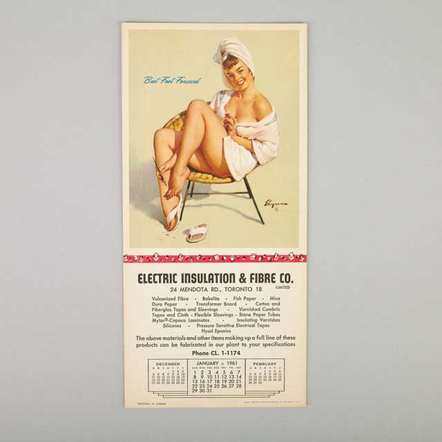 Gil Elvgren (American, 1914-1980)Quantity of DIe Cut Silhouette Card Pin Up Calendars, 1960-1968 