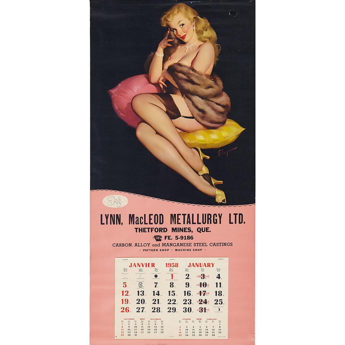 Group of 12 Oversize Pin Up Calendars, 1940’s-1960’s