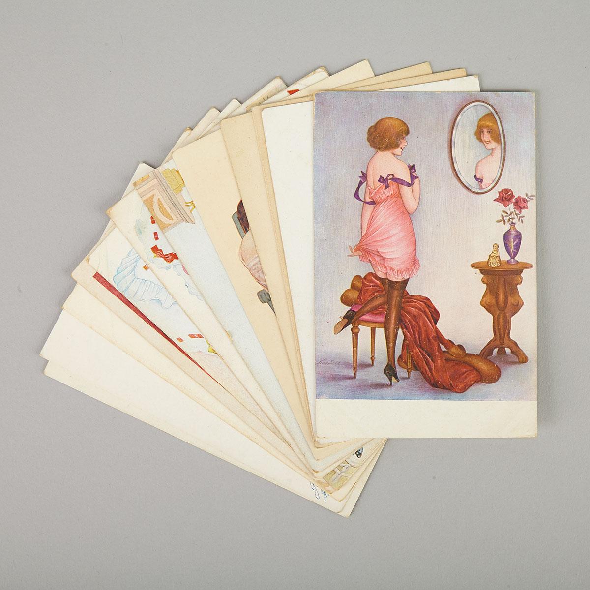 Xavier Sager (French, 1870-1930) Collection of 12 Post Cards, early 19th century