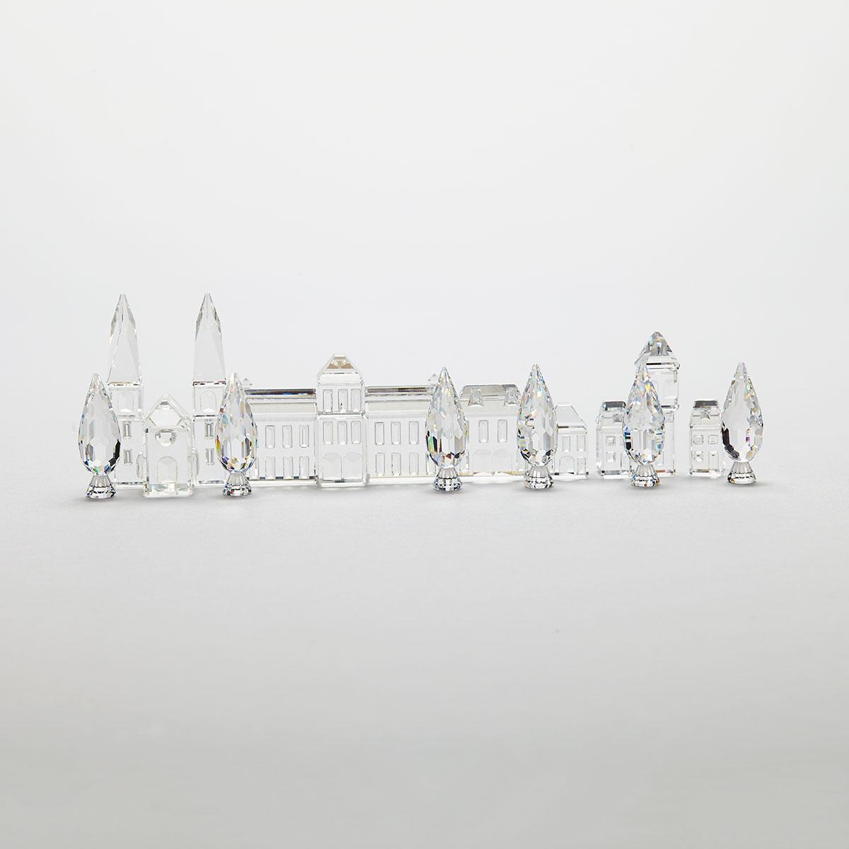 Swarovski Crystal Buildings and Trees, late 20th/early 21st century