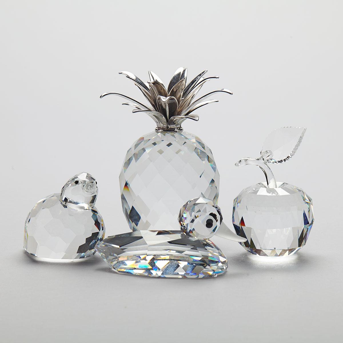 Four Swarovski Crystal Figurines, late 20th century