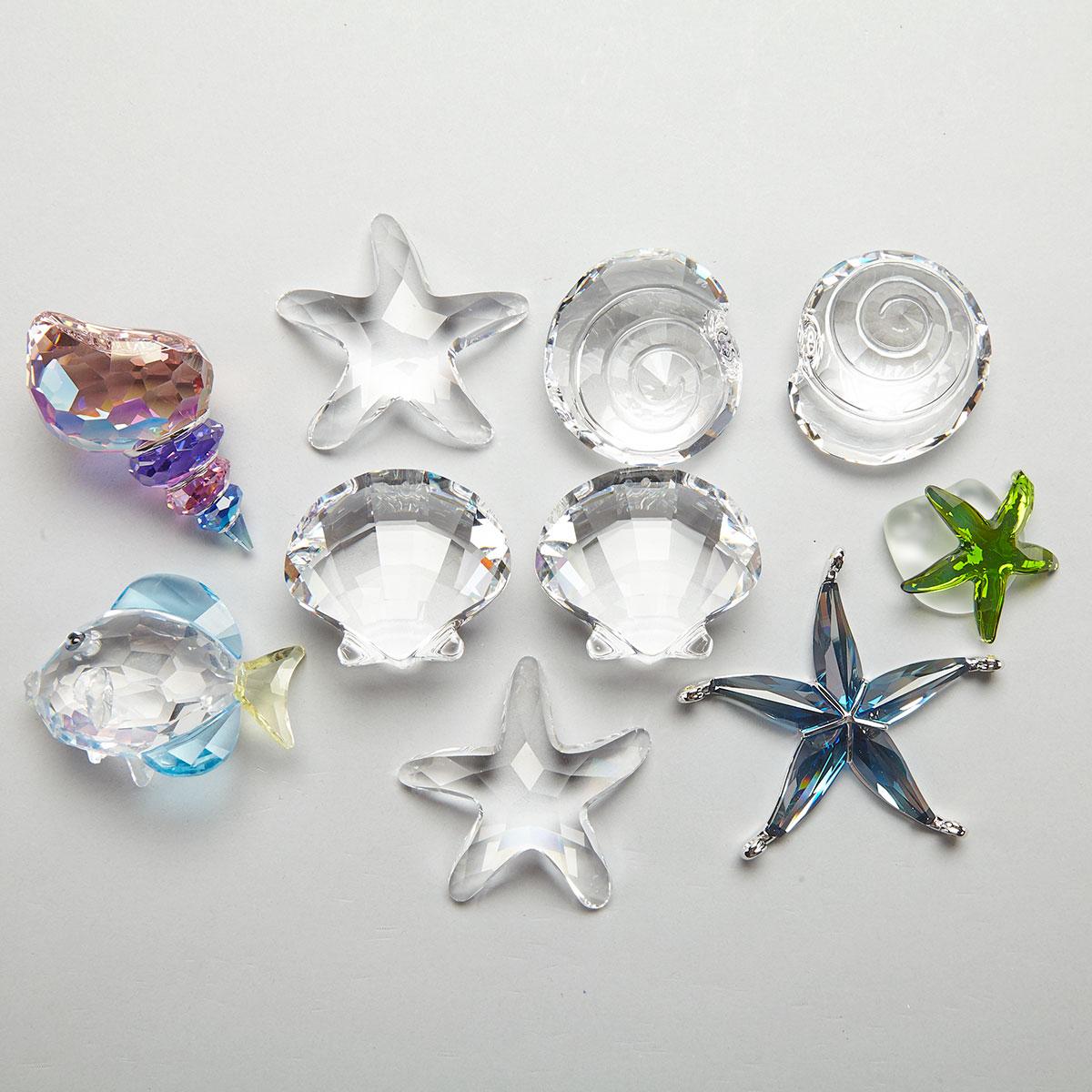 Ten Swarovski Crystal Sea Creatures, late 20th/early 21st century