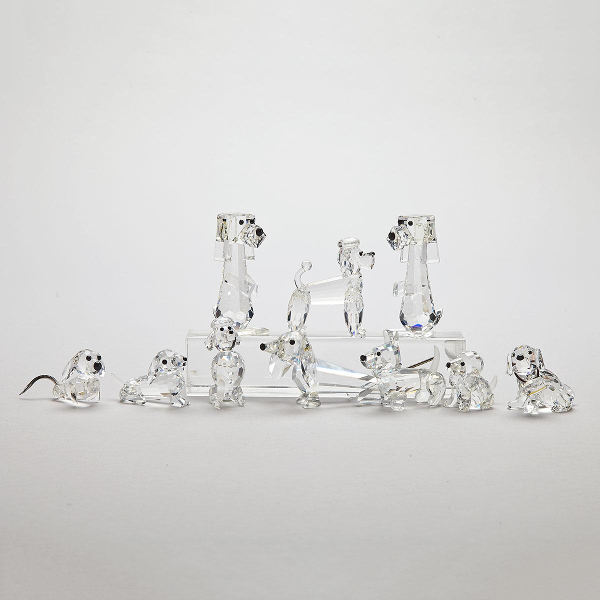 Ten Swarovski Crystal Dogs, late 20th/early 21st century
