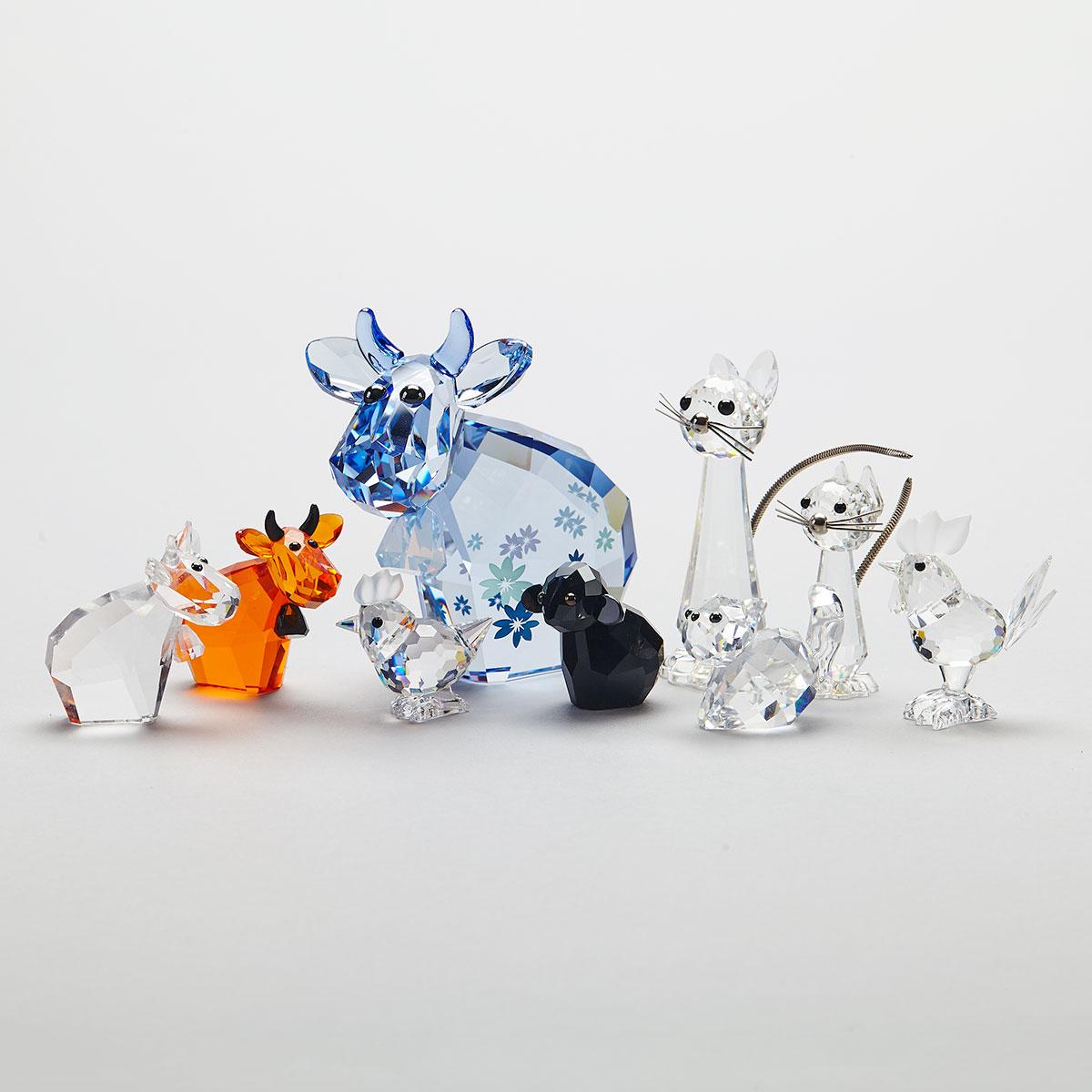 Nine Swarovski Crystal Animals, late 20th/early 21st century