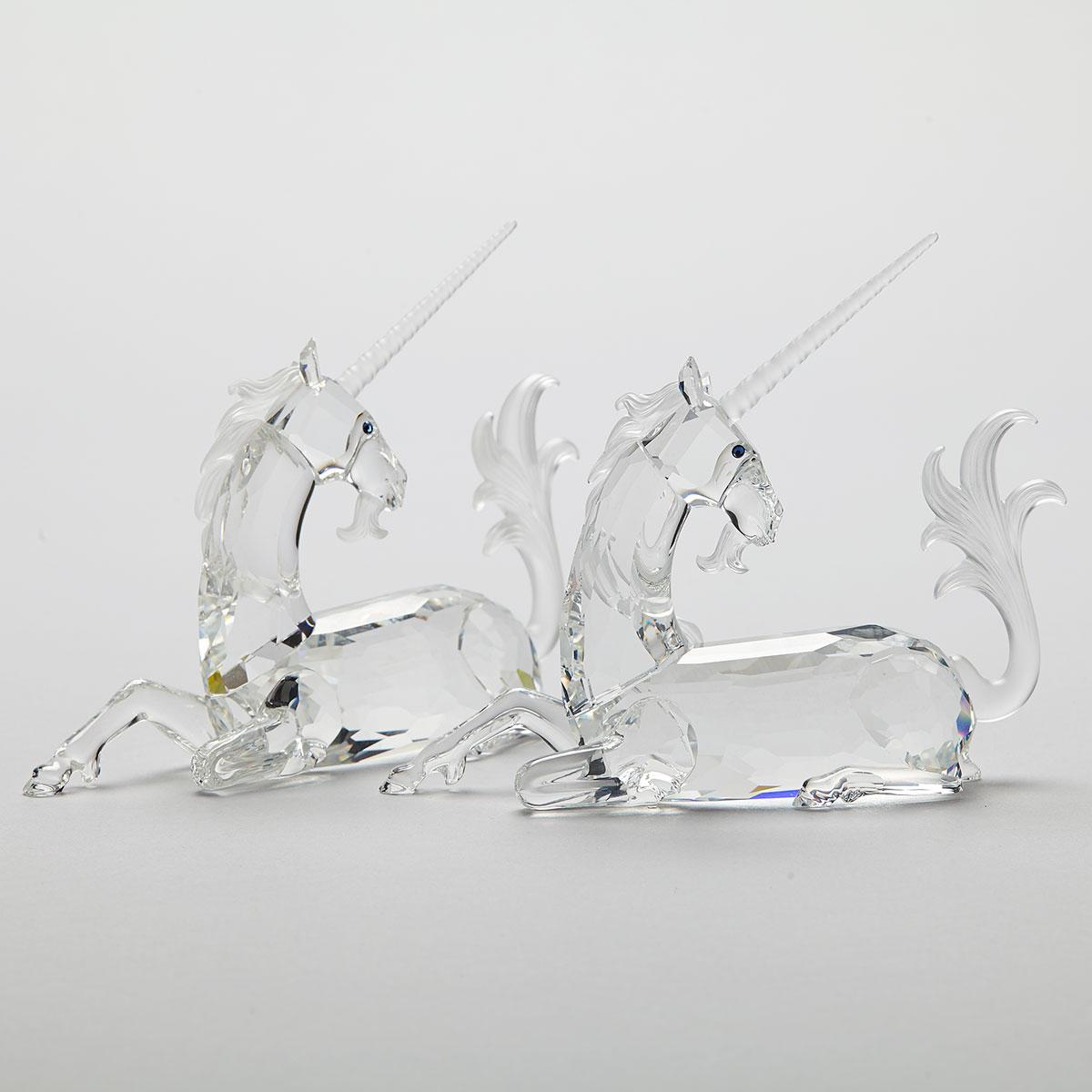 Pair of Swarovski Crystal Unicorns, 1996
