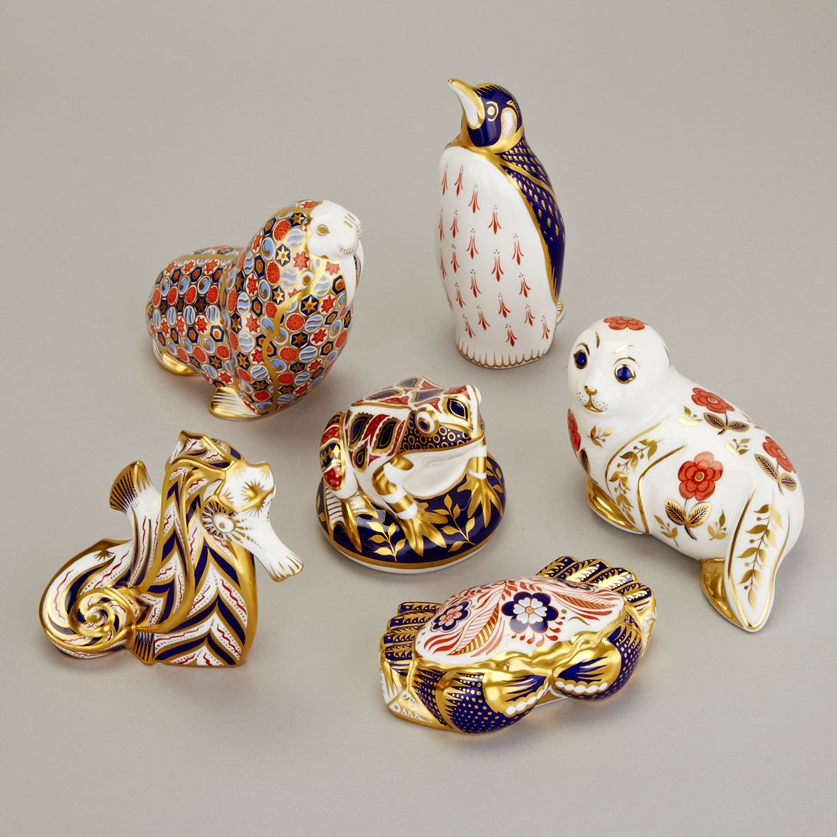 Six Royal Crown Derby Animal Figures, 20th century