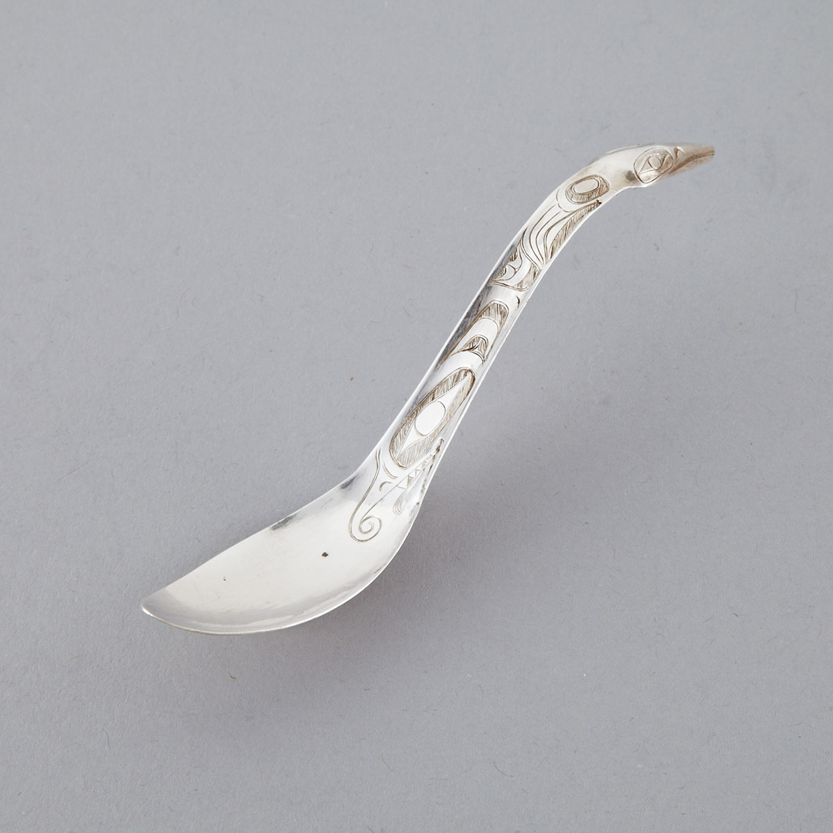 Haida Engraved Silver Spoon, 20th century