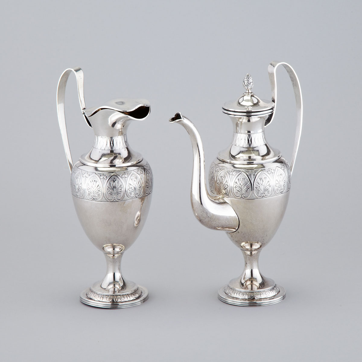Austrian Neo-Classical Style Silver Coffee Pot and Hot Water Jug, Vienna, c.1890