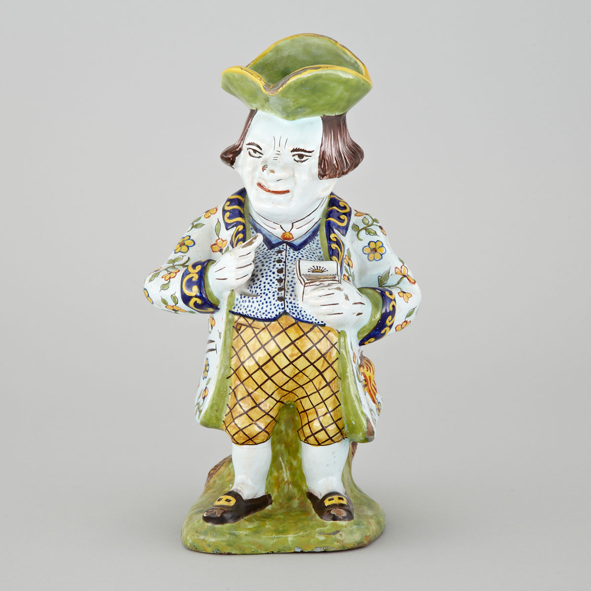 Delft Standing Snuff-Taker Toby Jug, late 19th century