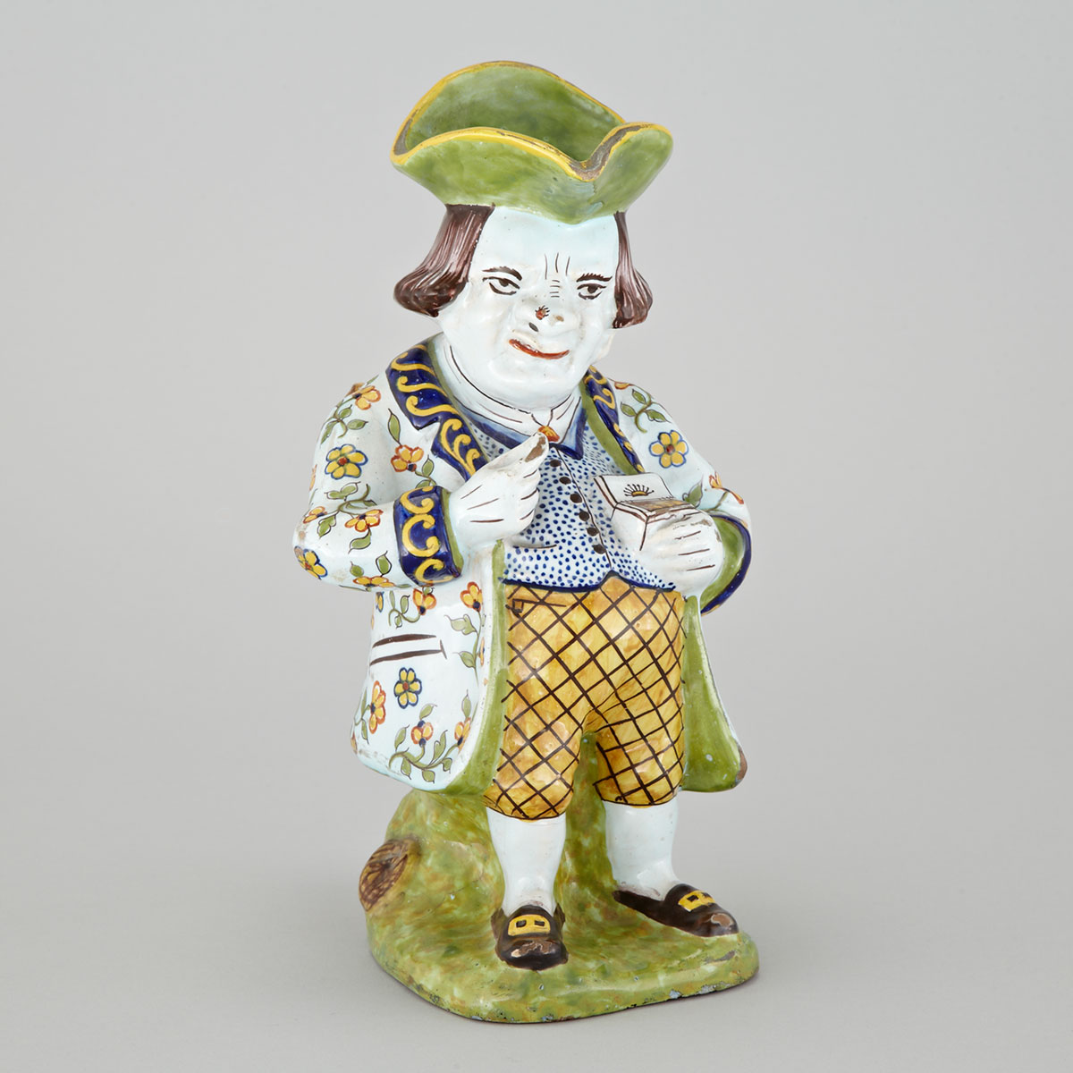 Delft Standing Snuff-Taker Toby Jug, late 19th century
