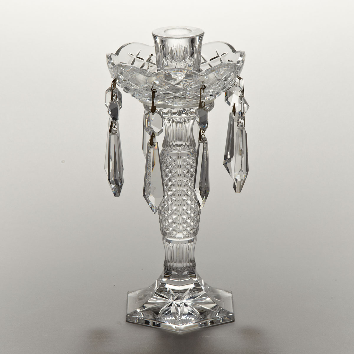 Waterford Cut Glass Lustre Candlestick, late 20th century