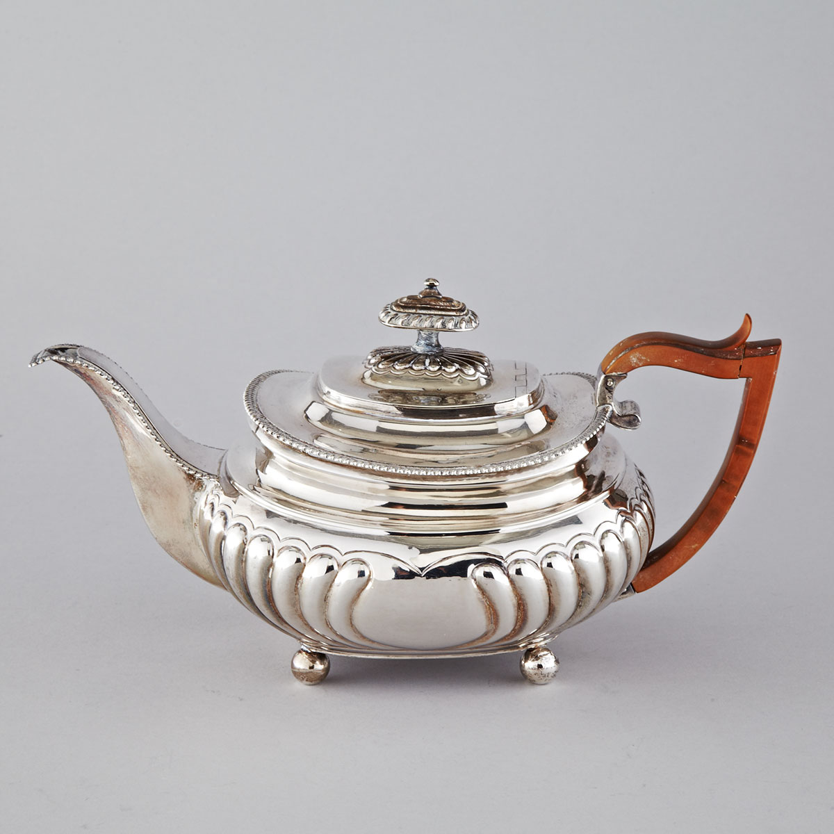 George III Silver Oblong Teapot, Solomon Hougham, London, 1814
