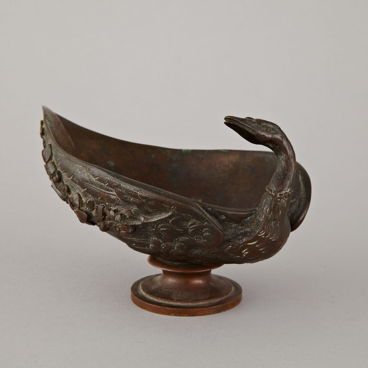 Small French Bronze Swan Form Dish, 19th century