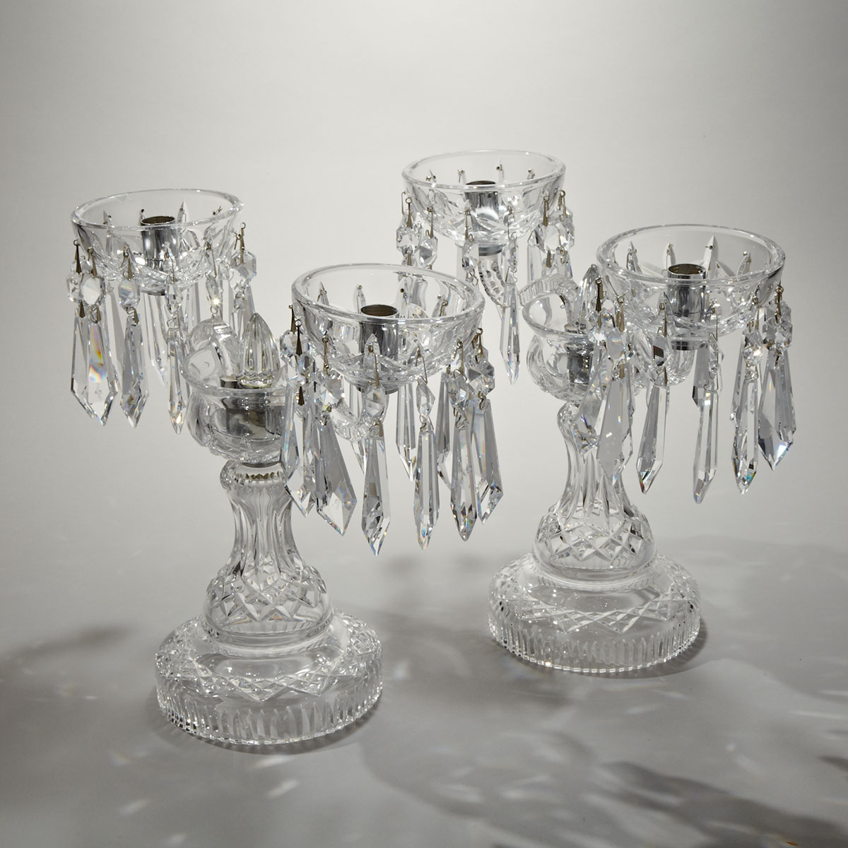 Pair of Waterford Cut Glass Two-Light Candelabra, 20th century