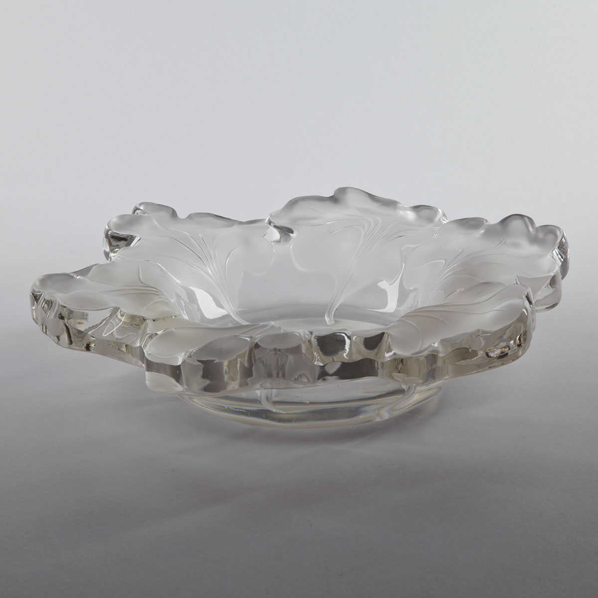 ‘Capucines’, Lalique Moulded and Partly Frosted Glass Bowl, post-1945