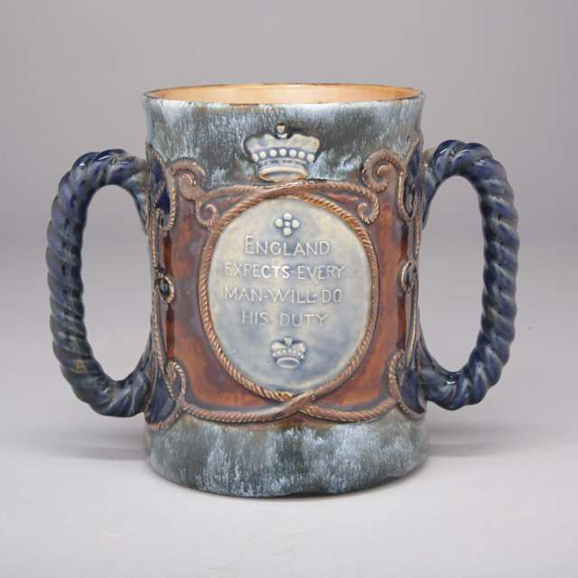 Royal Doulton Stoneware Lord Nelson Trafalgar Centenary Loving Cup, c.1905