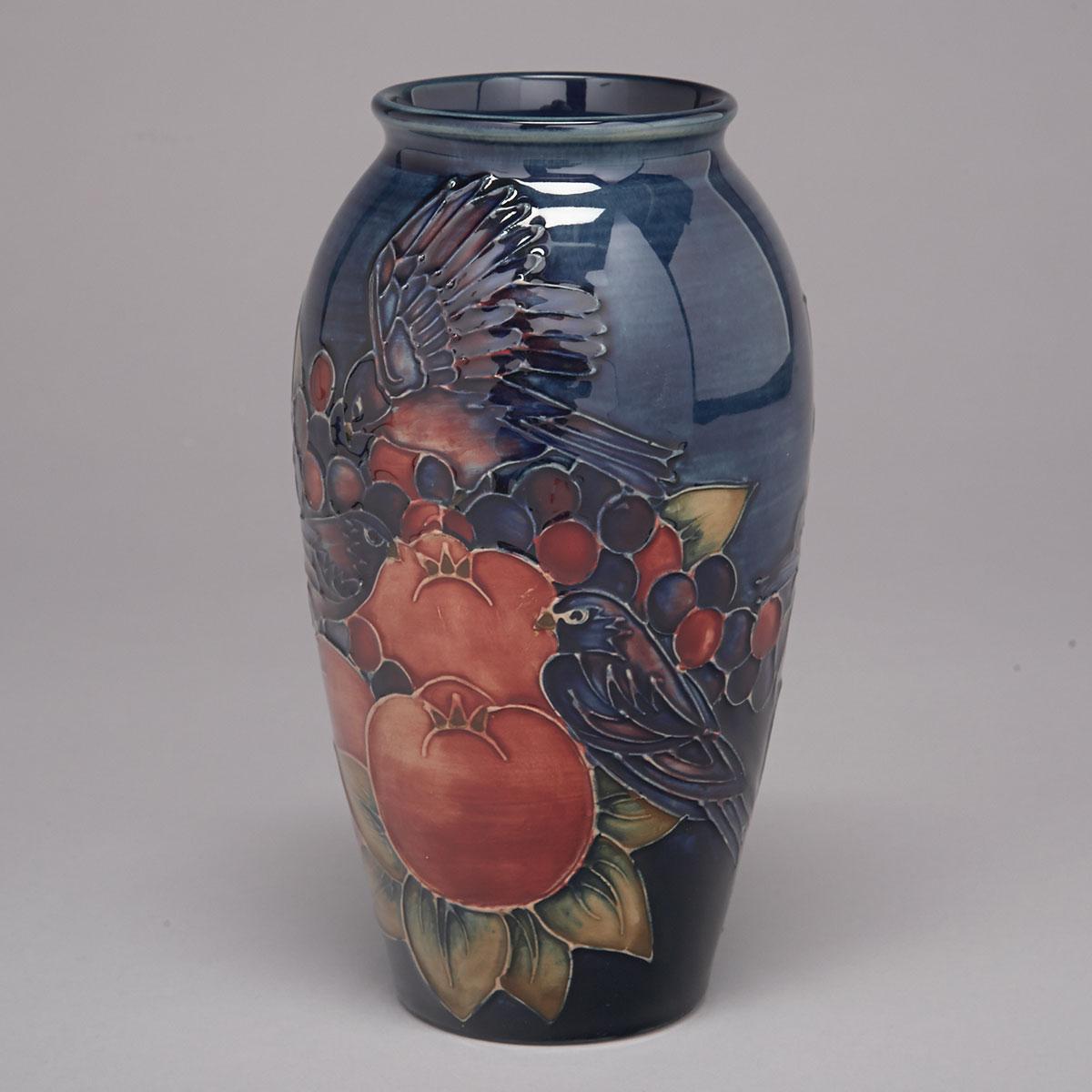 Moorcroft Finches Vase, c.1988-89