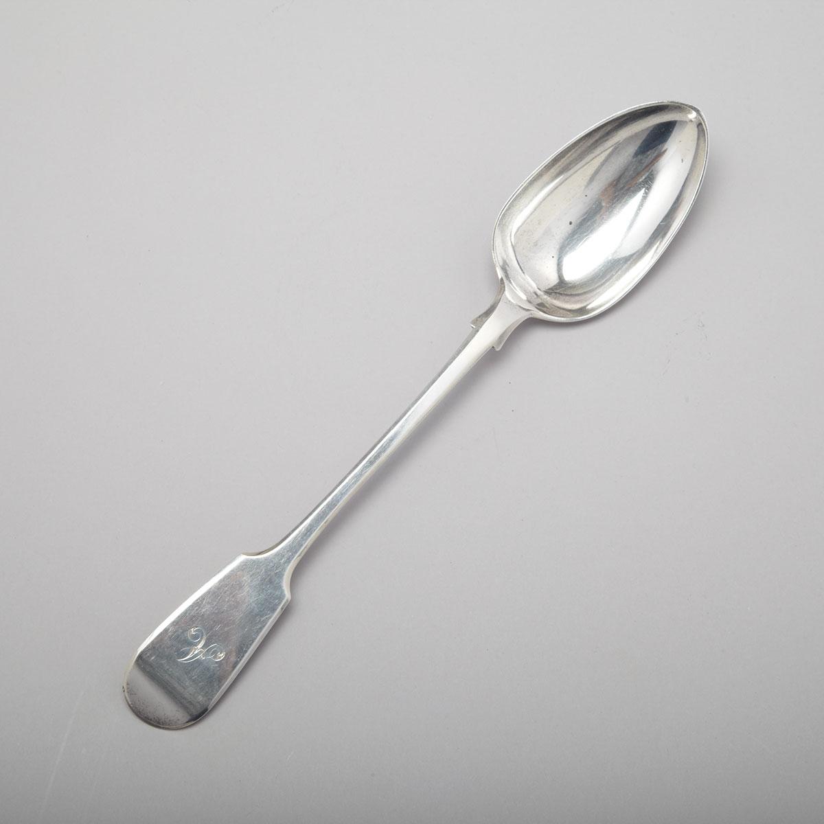 Victorian Silver Fiddle Pattern Serving Spoon, John James Whiting, London, 1845