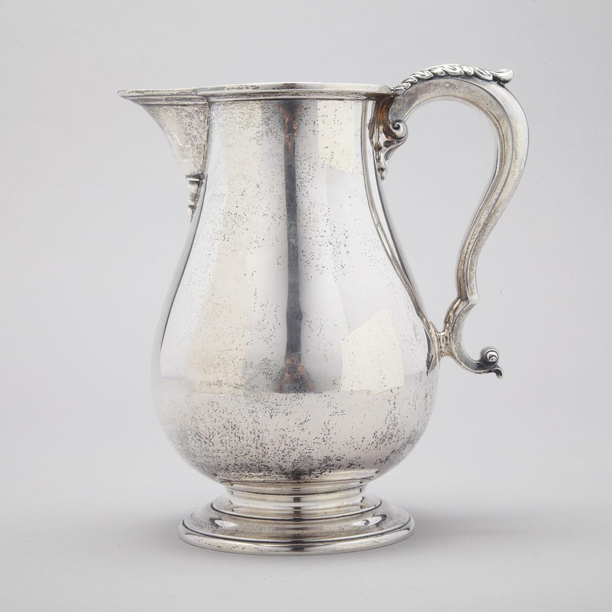 Canadian Silver Plain Baluster Water Jug, Henry Birks & Sons, Montreal, Que., 1952