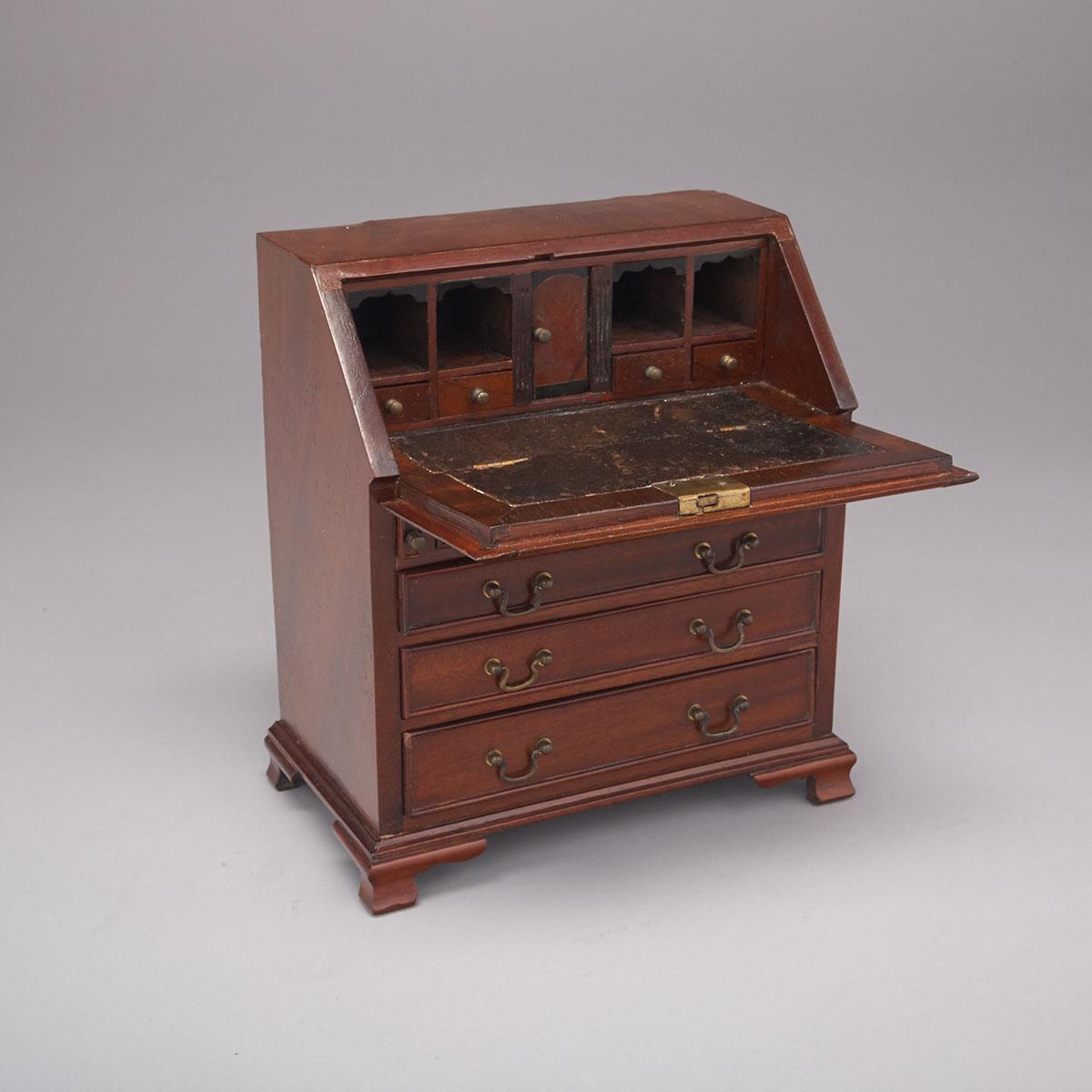 Miniature Georgian Style Slant Front Mahogany Desk, late 19th/early 20th century