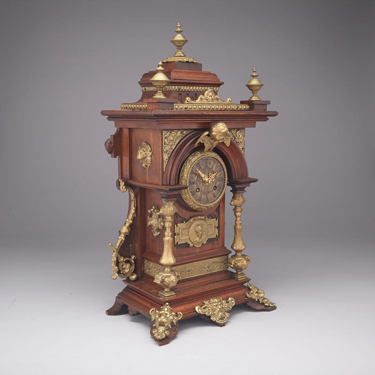 German Renaissance Style Ormolu Mounted Walnut Mantle Clock,
A.G.U., Lenzkirch, c.1880