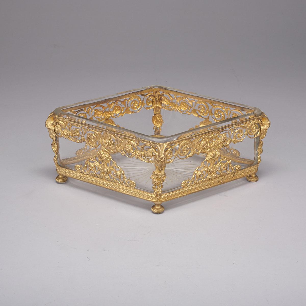 Louis XVI Style Gilt Bronze and Cut Glass Table Centrepiece Bowl, c.1900