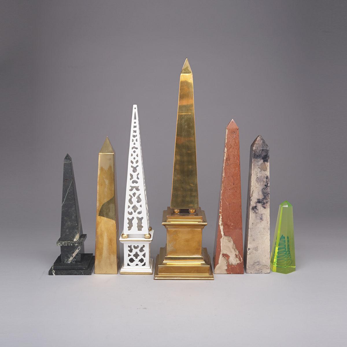 Group of Seven Miscellaneous Obelisks, 20th century