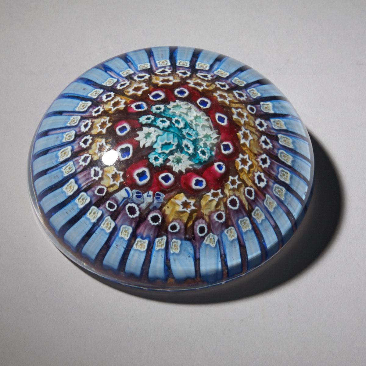 Whitefriars Concentric Millefiori Glass Paperweight, dated 1848