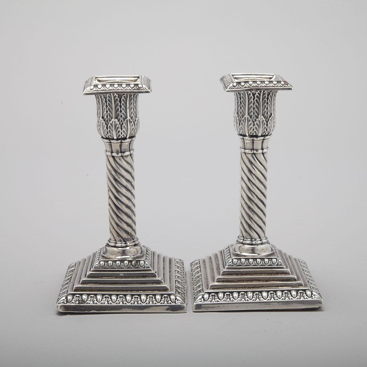 Pair of Victorian Silver Small Candlesticks, Henry Wilkinson & Co., Sheffield, 1882