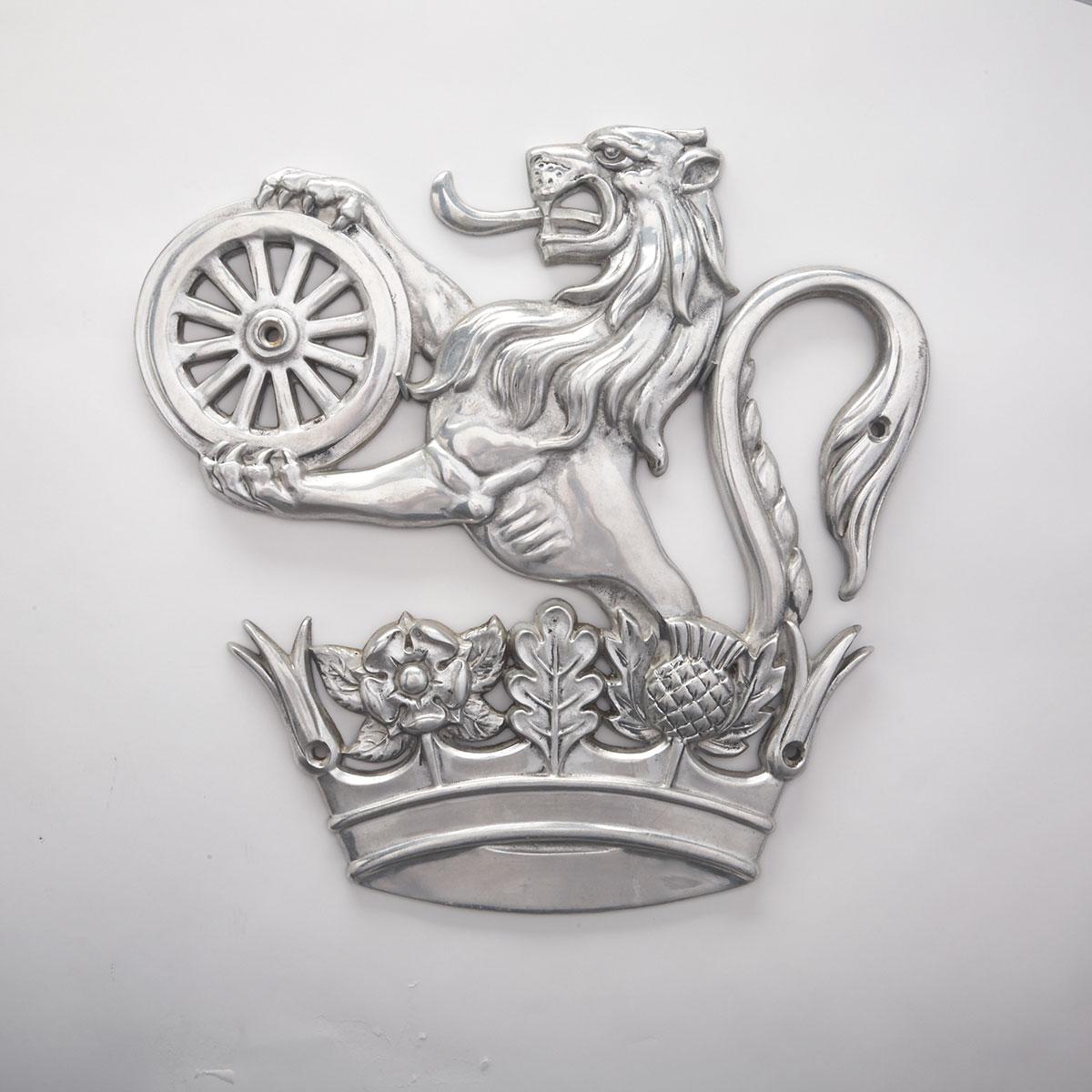 Polished Aluminum British Railways Crest, mid 20th century 