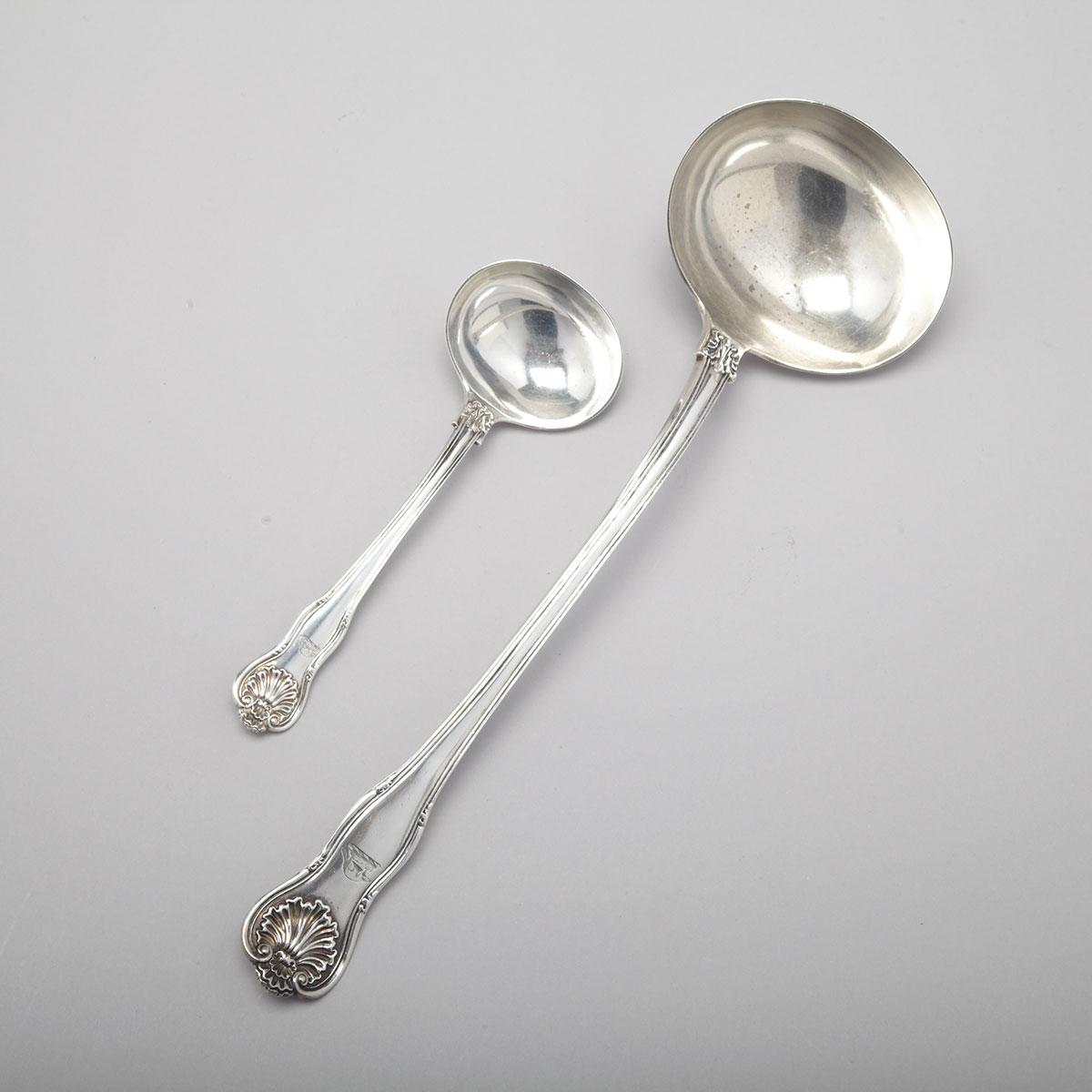 Victorian Silver Husk Pattern Soup Ladle and a Gravy Ladle, William Theobalds, London, 1841