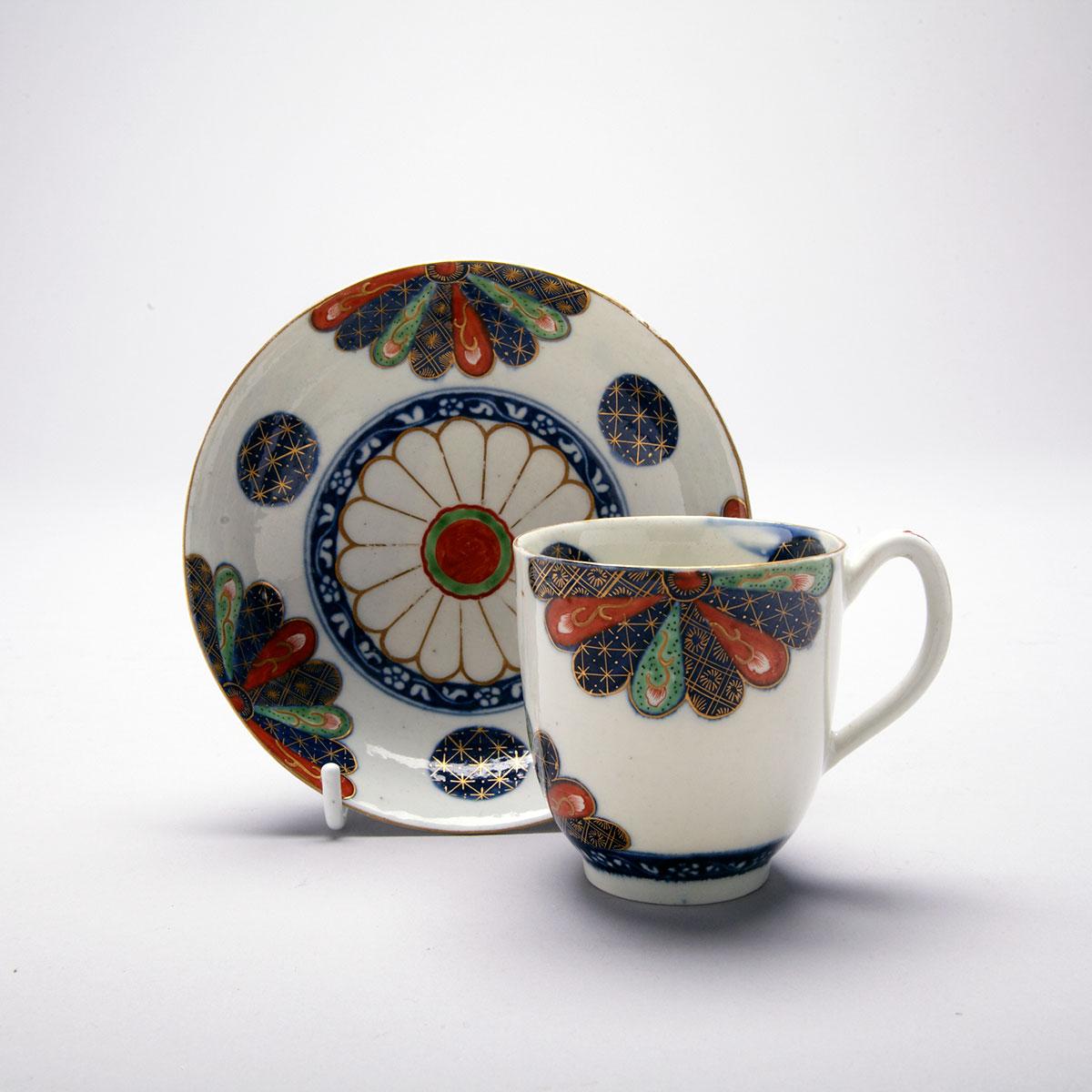 Worcester ‘Japan Fan’ Pattern Coffee Cup and Saucer, c.1770