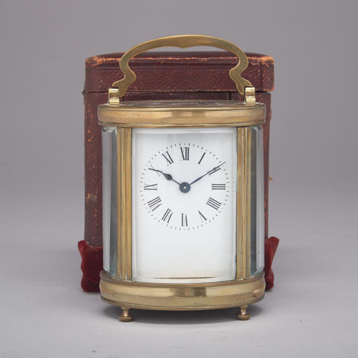 French Oval Brass Carriage Clock, c.1900