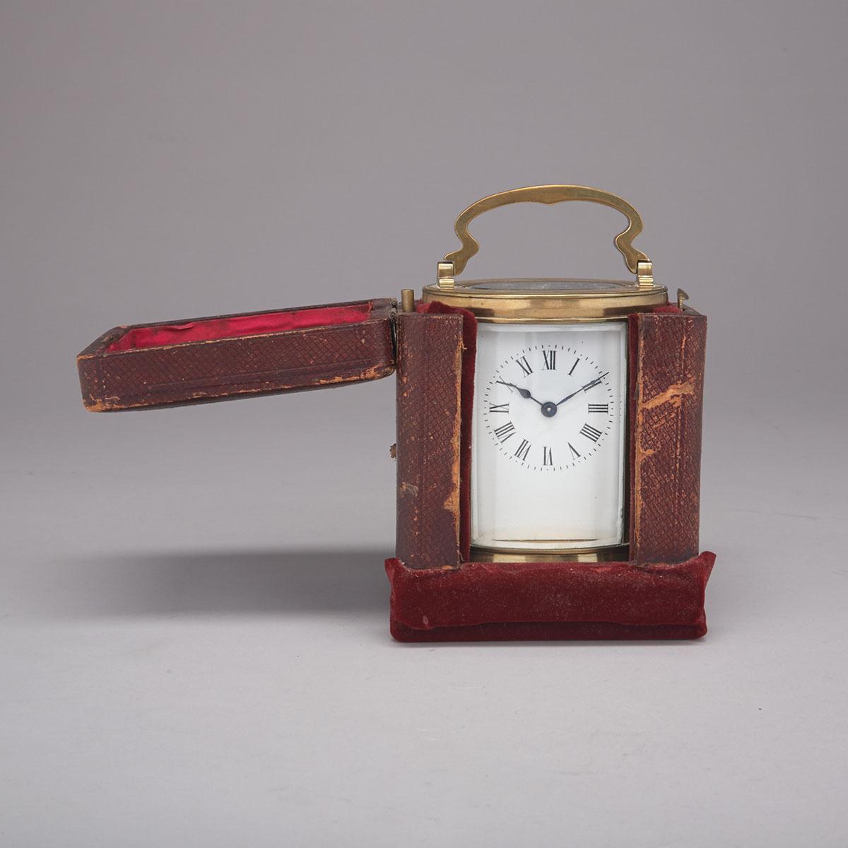 French Oval Brass Carriage Clock, c.1900