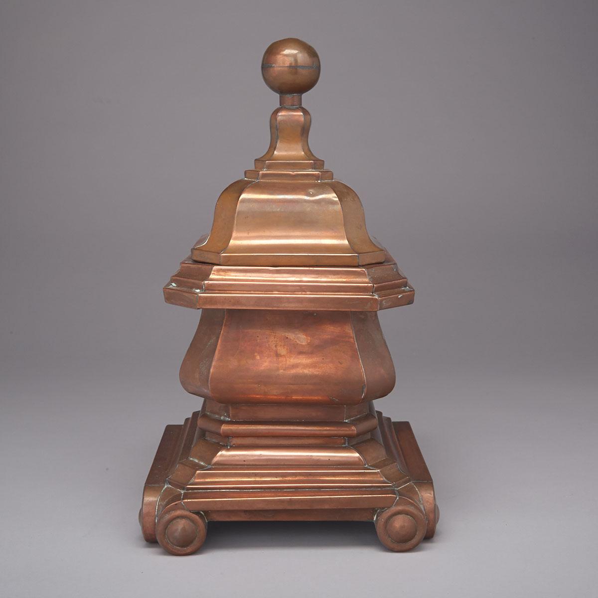 Large Dutch Lead Copper Cannister, 19th century