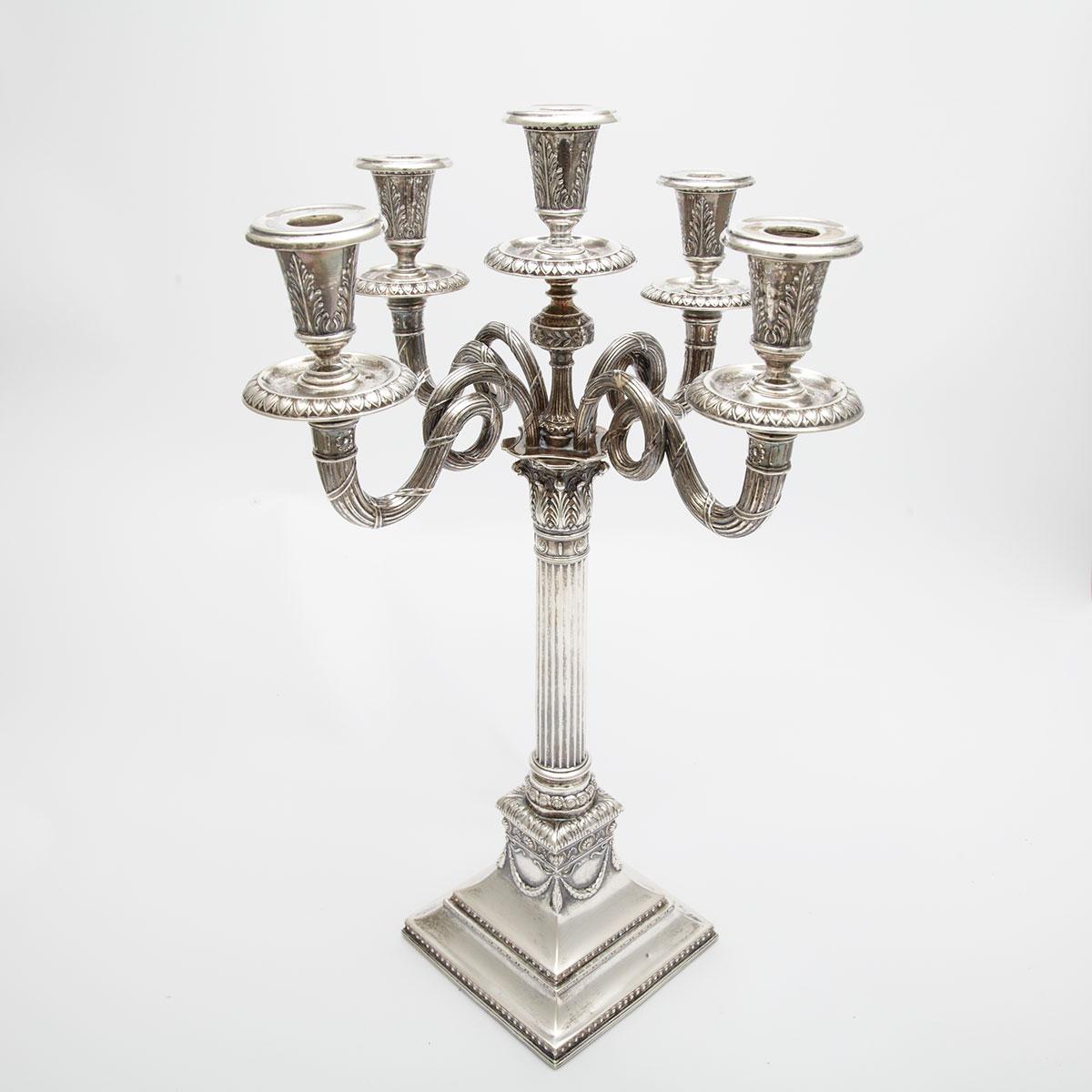 German Silver Five-Light Candelabrum, early 20th century