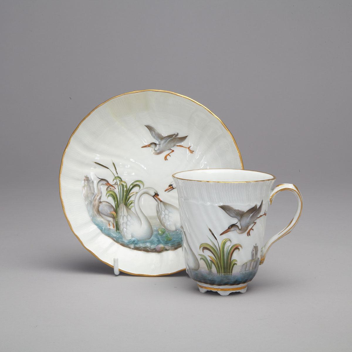 Meissen ‘Swan’ Pattern Chocolate Cup and Saucer, late 19th/early 20th century
