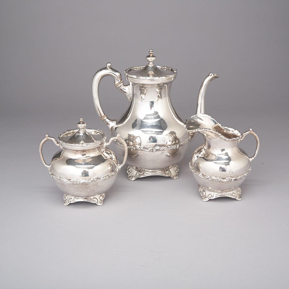 Assembled Victorian and Later Silver Tea Service, London, 1854, 1858 and Montreal, 1943