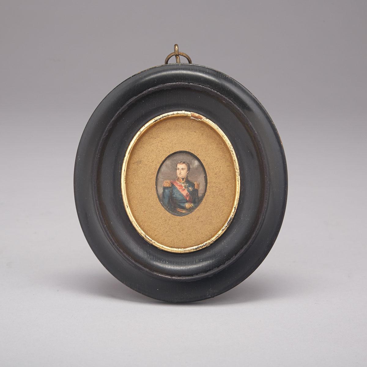 Portrait Miniature of Young Napoleonic Officer, 1st half, 19th century